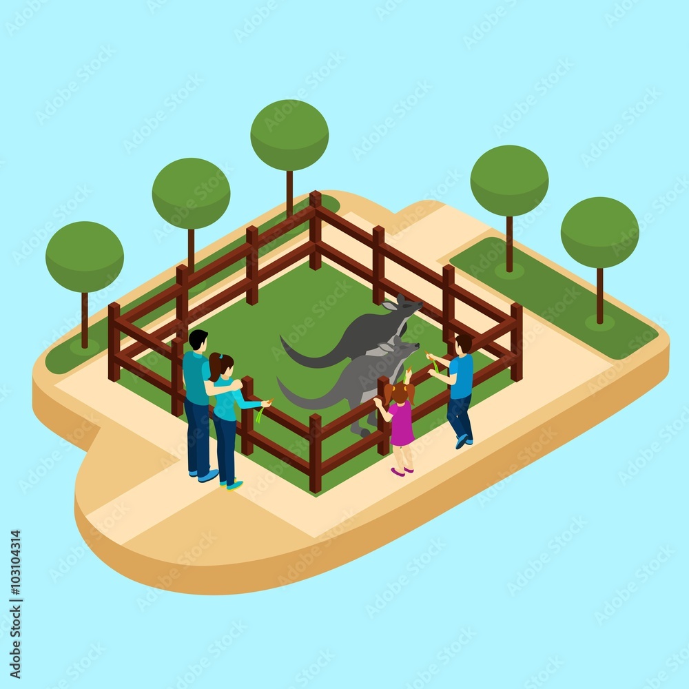 Zoo Isometric Illustration Zoo Isometric Illustration