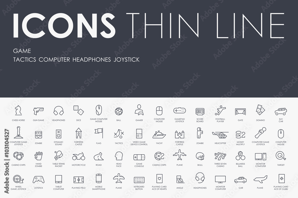 gaming Thin Line Icons