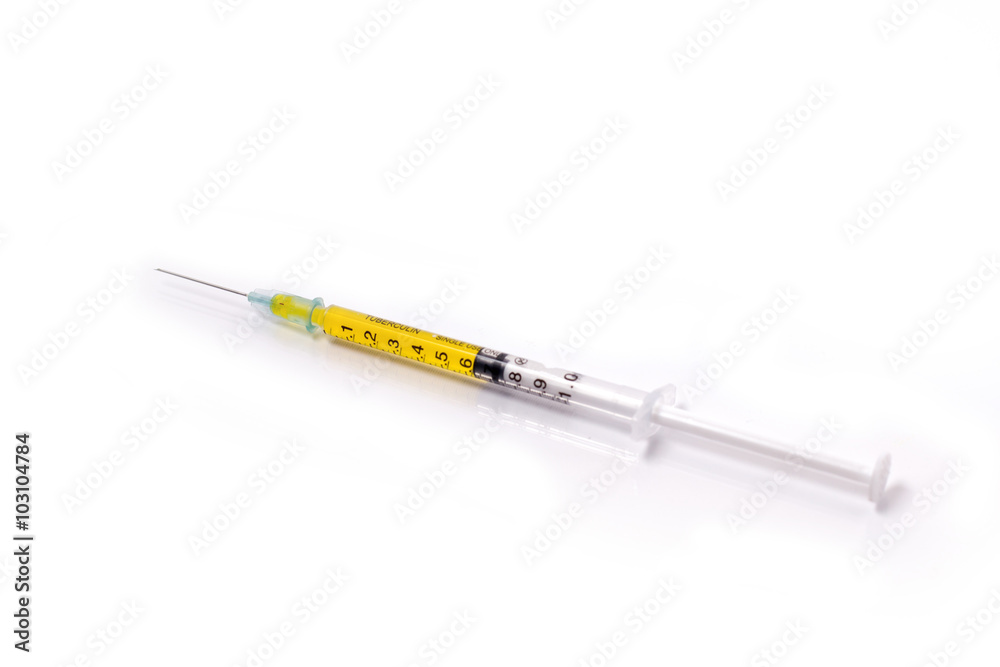 syringe and color liquid inside syringe and color liquid inside