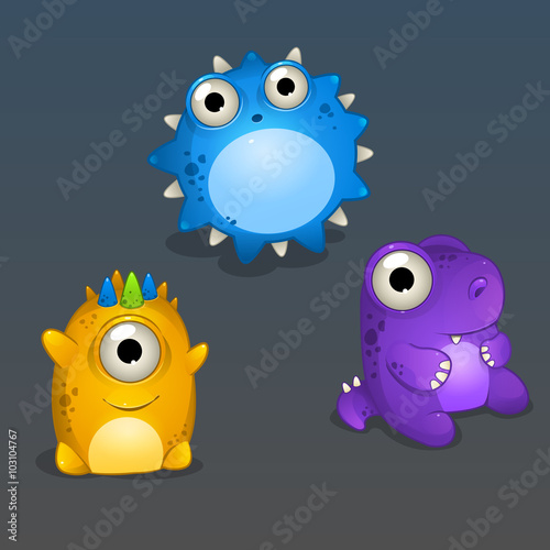 Illustration of cartoon monsters set