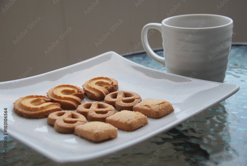 Delicious butter biscuits with coffee Delicious butter biscuits with coffee