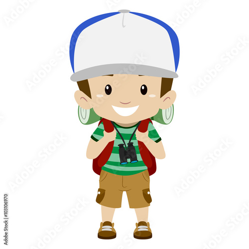 Illustration of a Boy in camping costume
