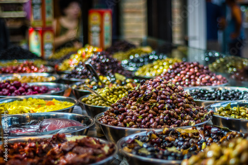 Olives stall in Sarona market, Tal Aviv photo