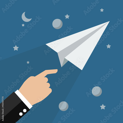 Paper rocket in space