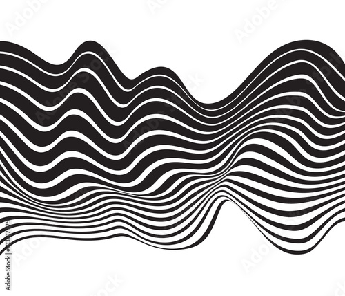 black and white mobious wave stripe optical art design