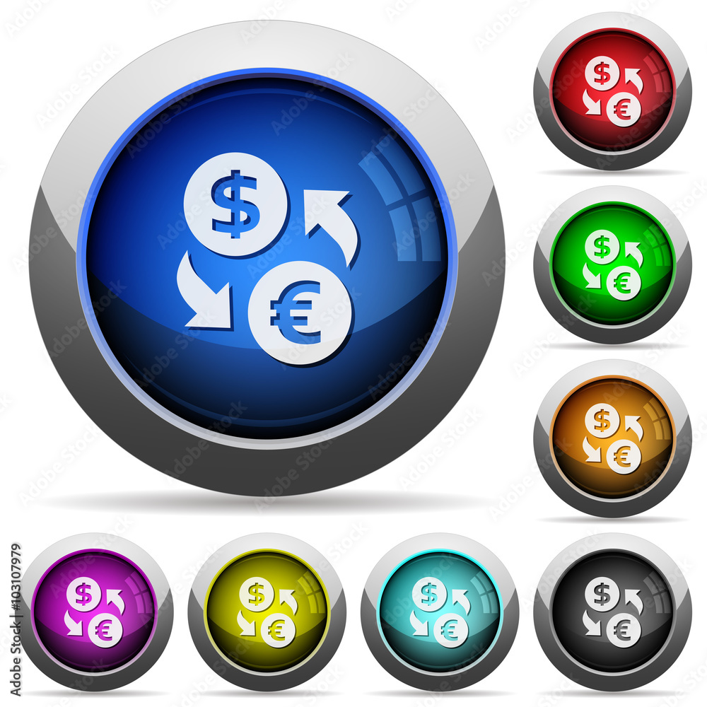 Dollar Euro exchange button set Dollar Euro exchange button set