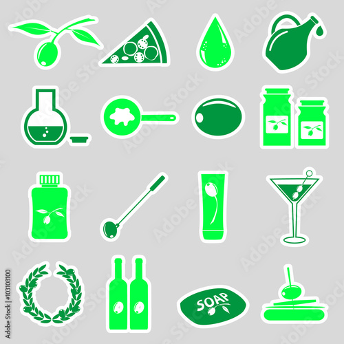 olives and olives product theme simple stickers set eps10