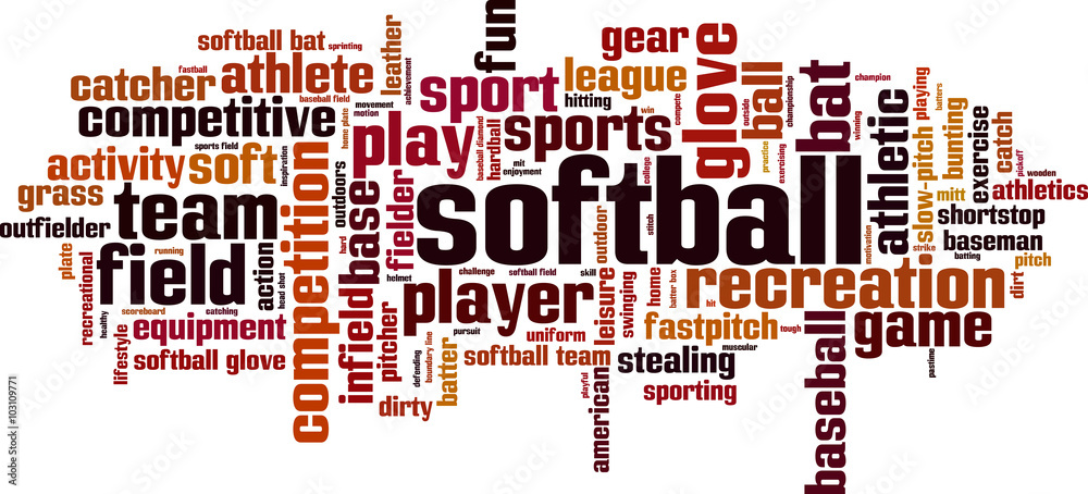 Softball word cloud concept. Vector illustration