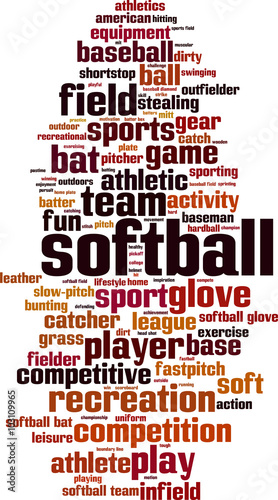 Softball word cloud concept. Vector illustration