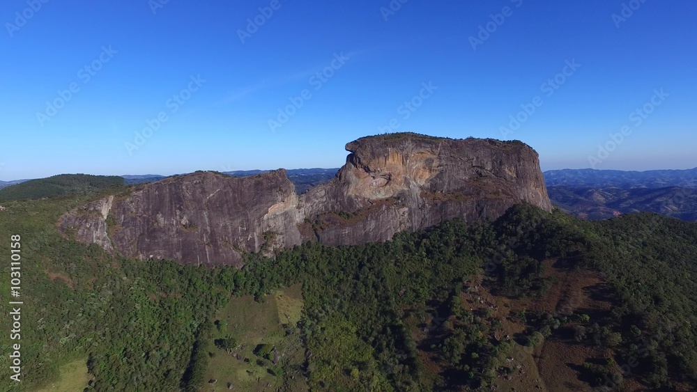 Aerial view 'Pedra do Bau' and the 'Pedra do Bau' complex are rock formations in the Mantiqueira Mountains. They are located in the municipality of Sao Bento do Sapucai, Sao Paulo - Brazil. Aerial view 'Pedra do Bau' and the 'Pedra do Bau' complex are rock formations in the Mantiqueira Mountains. They are located in the municipality of Sao Bento do Sapucai, Sao Paulo - Brazil.