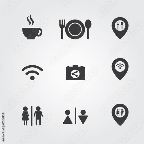 Cafe and Restaurant icons. Cooking and kitchen vector illustration.