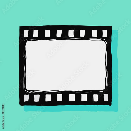 Retro photo film sketch, black and white. Vector illustration for a poster, flyer, website icon, photo album. Vintage style, hand drawn pen and ink 