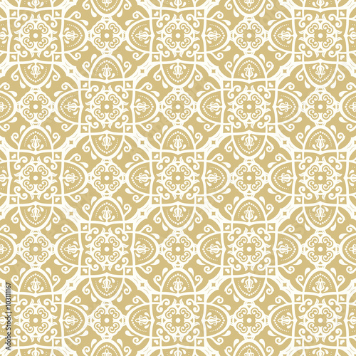 Oriental vector classic golden ornament. Seamless abstract background