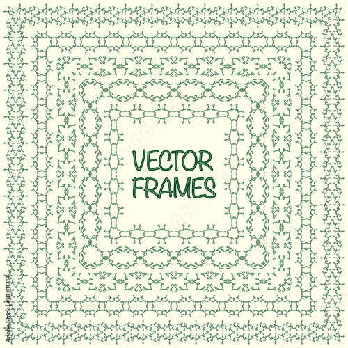 Elegant frame templates. Borders design. Square frames set. Vintage decorative elements. Vector illustration. Page decoration.
