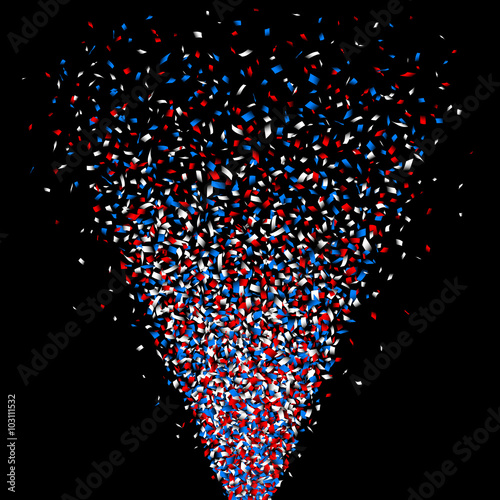 Reb, blue and white confetti cannon shot