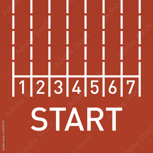 Starting line on running, athletic track