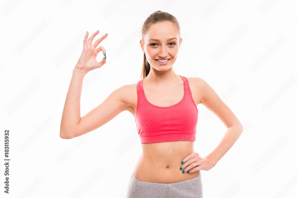 Attractine slim girl gesturing Attractine slim girl gesturing