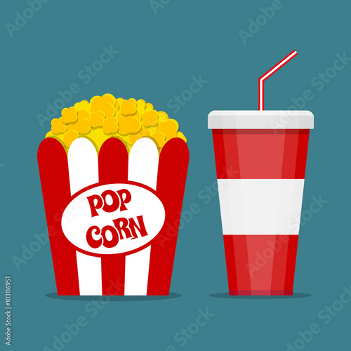 Popcorn box and soda glass 