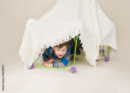 Child Playing with Tent, Fort