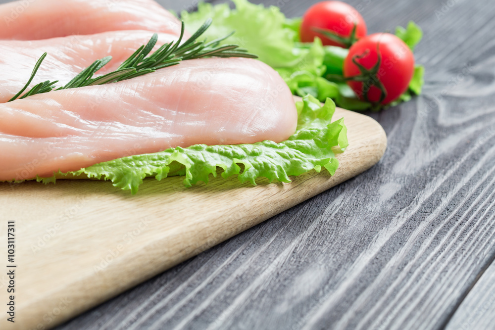 Raw chicken breast fillets. Raw chicken breast fillets.