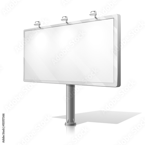 White billboard vector. Business billboard for advertising, commercial billboard, advertisement blank, outdoor billboard illustration