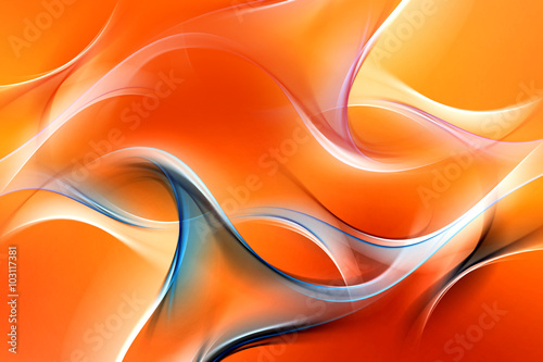 Amazing Orange Background Abstract Blue Wave Design