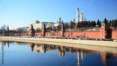View of  Moscow Kremlin from  river, Russia