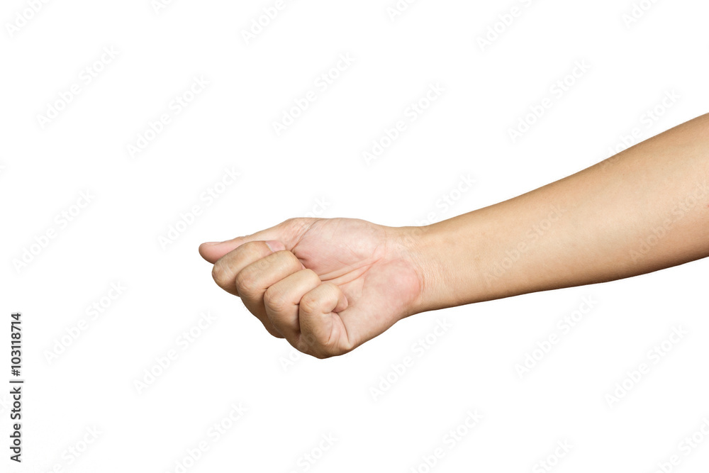 adult man hand to hold something, isolated on white adult man hand to hold something, isolated on white
