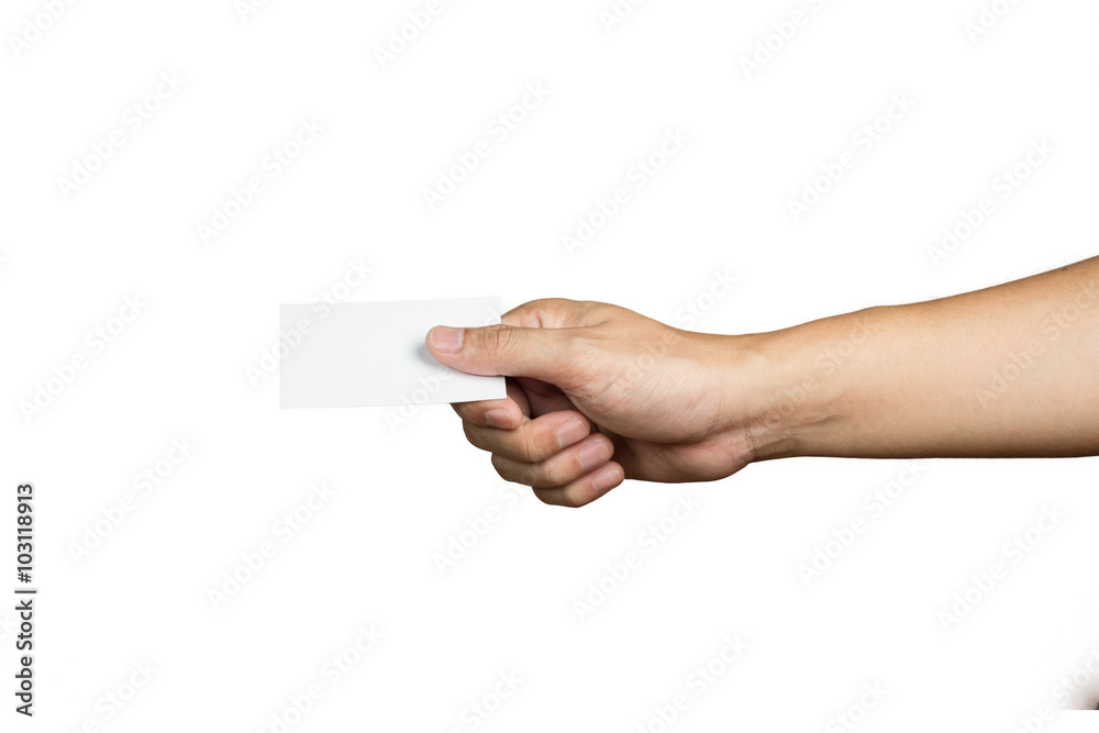 Fototapeta premium Hand holding a blank white card