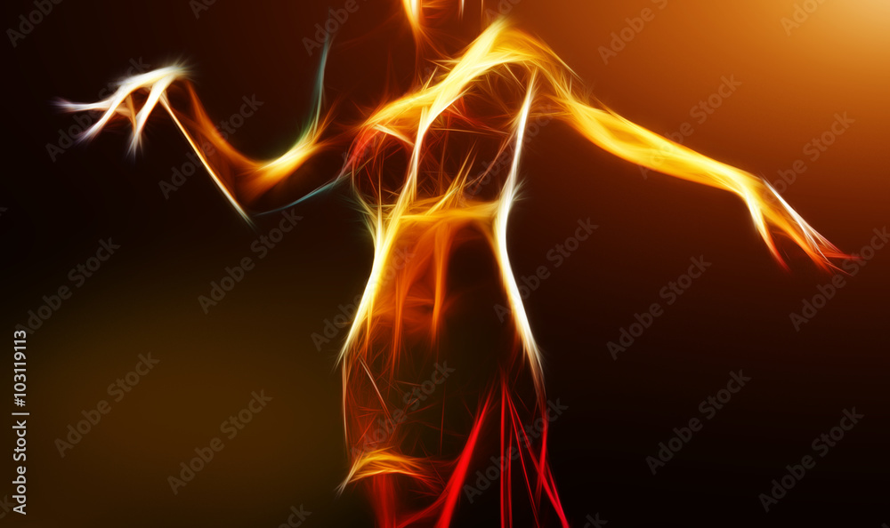 Fototapeta premium Orientalna tancerka brzucha w lekkim fraktali