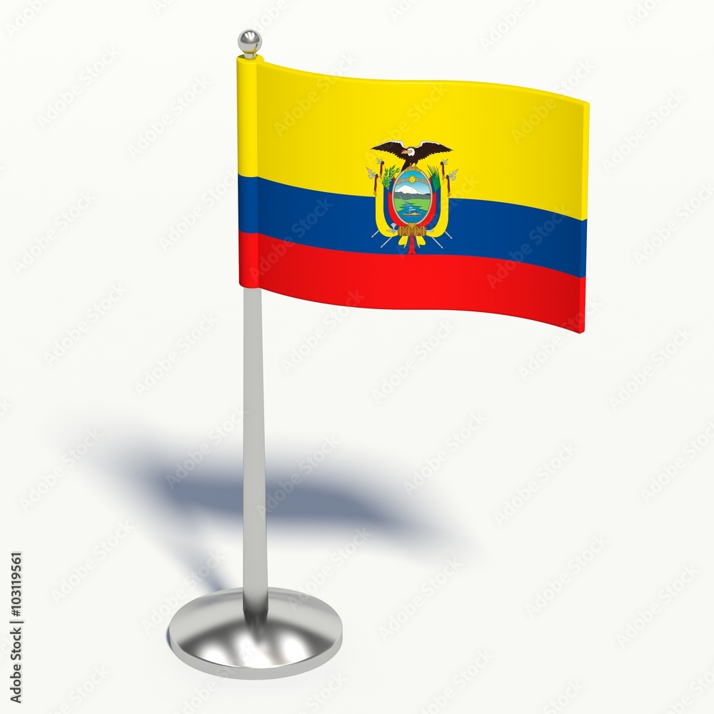 Fototapeta premium ecuador small Flag. 3d illustration on a white background.
