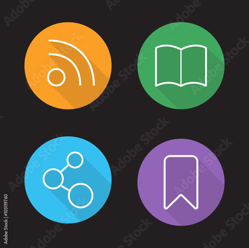 Web browser interface linear icons set