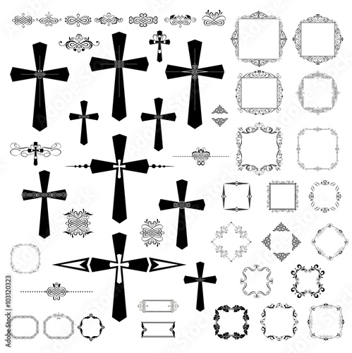 Vintage design with gothic crosses and retro frames