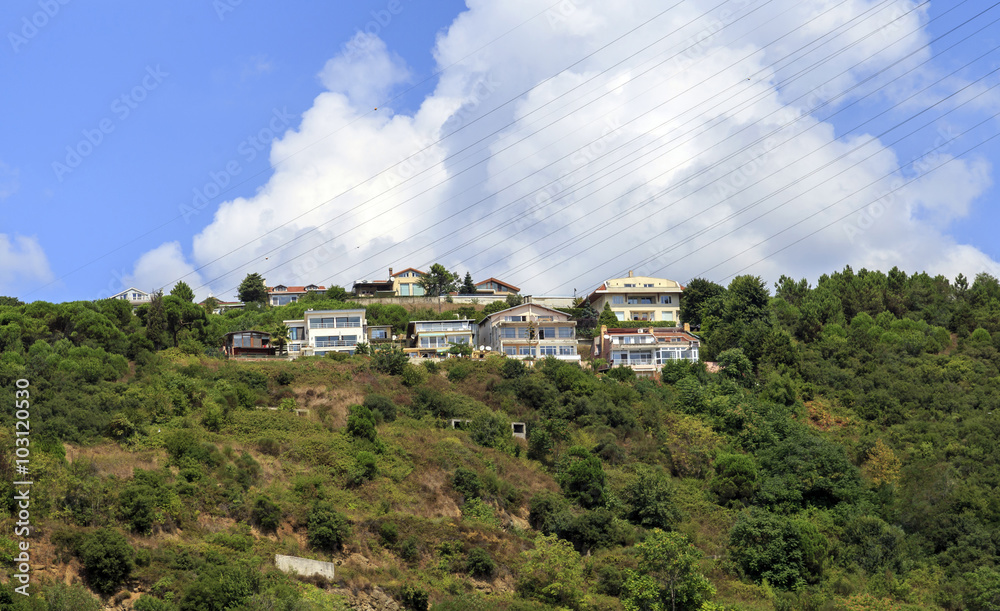 Fototapeta premium Bosphorus residential houses,Istanbul,Turkey.