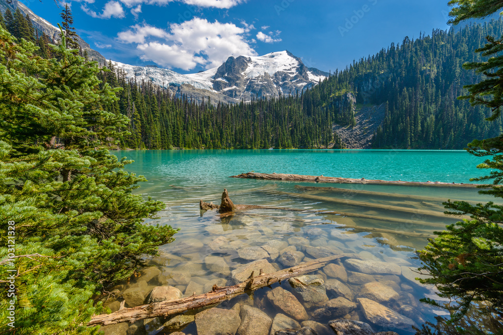 Obraz premium Majestic mountain lake in Canada. Upper Joffre Lake Trail View.