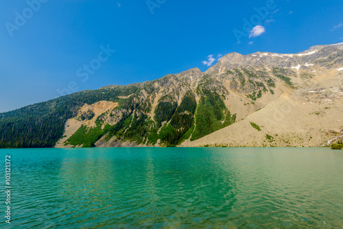 Majestic mountain lake in Canada. Upper Joffre Lake Trail View.