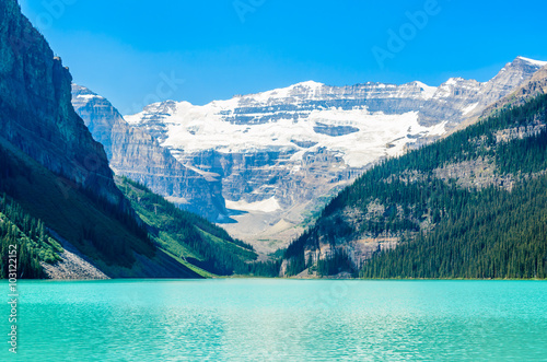 Majestic mountain lake in Canada. Lake Louise in Alberta, Canada.