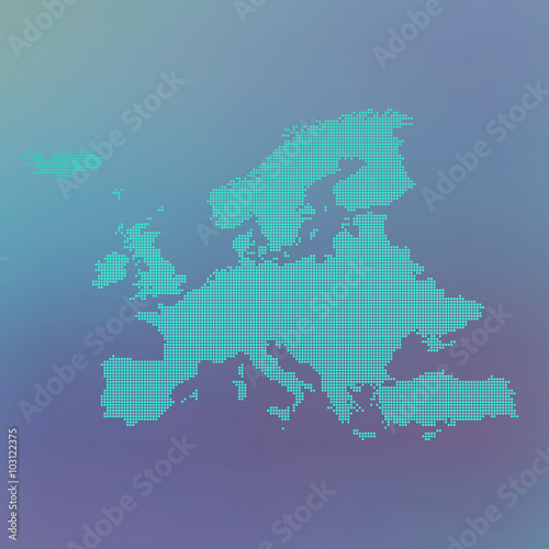 Europe dotted map on blue background, vector illustration