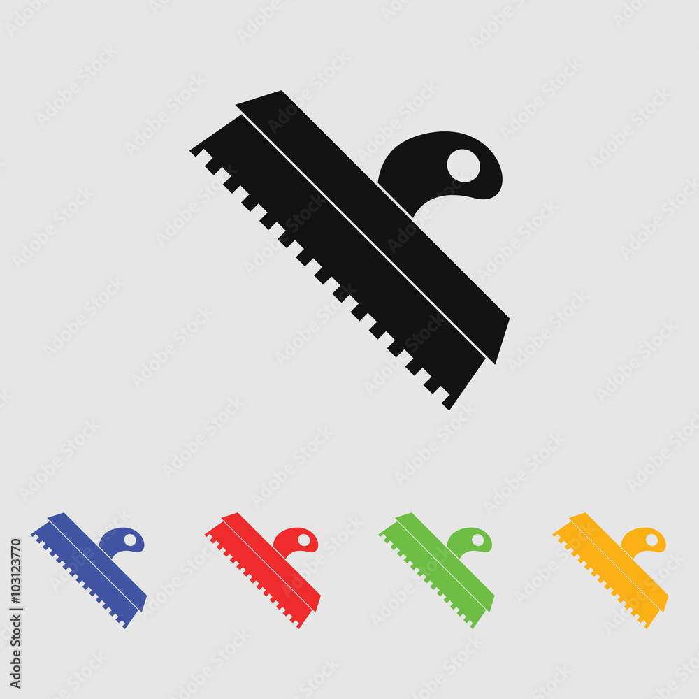 Trowel for tile icon. Spatula repair tool sign.