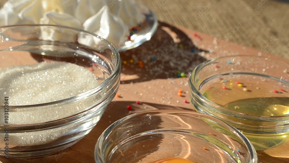 Still life from cake and its components. Still life from cake and its components.