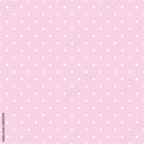 Carta da parati a pois - Carta da parati Tile vector pattern with white polka dots on pastel pink background