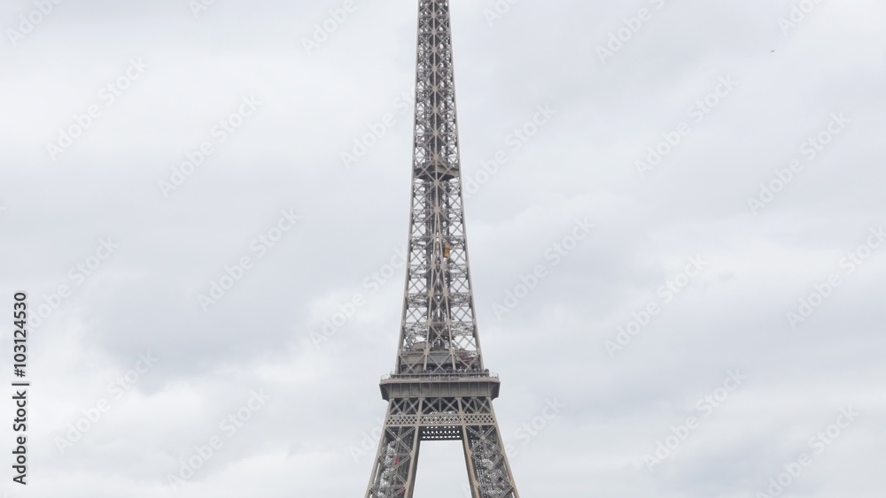 Slow tilting on Eiffel tower and symbol of France in front of cloudy sky 4K 2160p UltraHD footage - Paris and French recognizable Tour Eiffel by the day 4K 3840X2160 30fps UHD slow tilt video Slow tilting on Eiffel tower and symbol of France in front of cloudy sky 4K 2160p UltraHD footage - Paris and French recognizable Tour Eiffel by the day 4K 3840X2160 30fps UHD slow tilt video