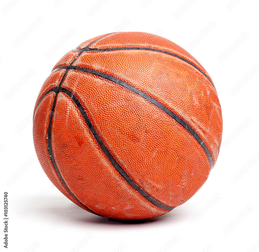Obraz premium Old and Seasoned Basketball Isolated on White