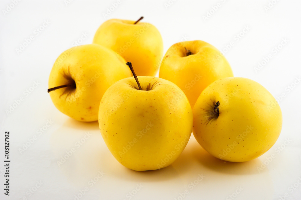 Yellow apples on the white background. Isolated Yellow apples on the white background. Isolated