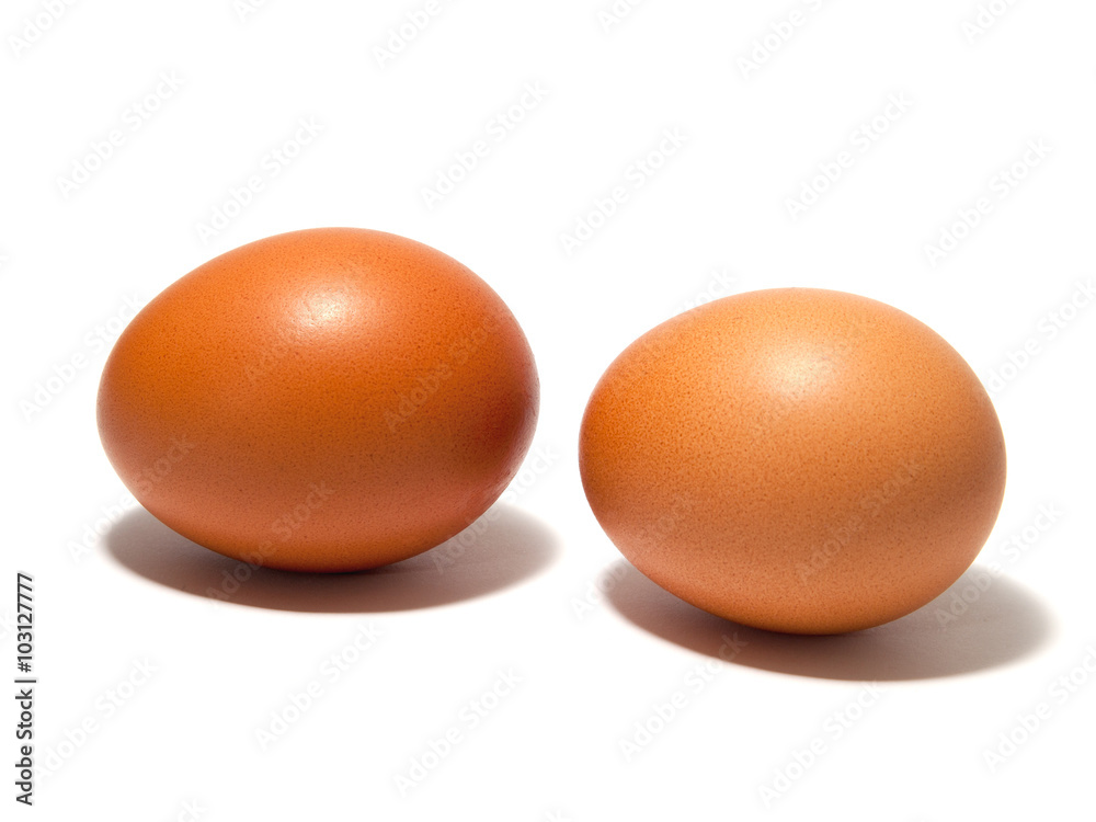 Brown eggs on the white background Brown eggs on the white background