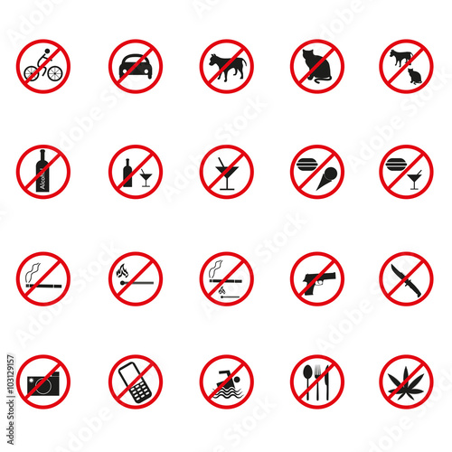 Prohibition icons for animals, cigarettes, alcohol, drugs. Free Download Prohibition icons for animals, cigarettes, alcohol, drugs. - GFXLoad