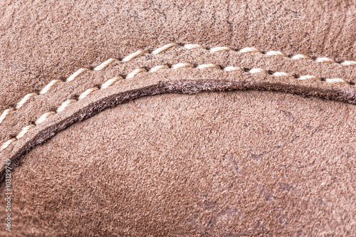Foto Brown sewed leather texture.