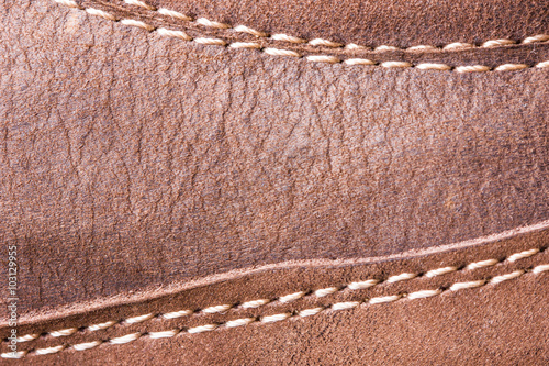 Brown sewed leather texture.