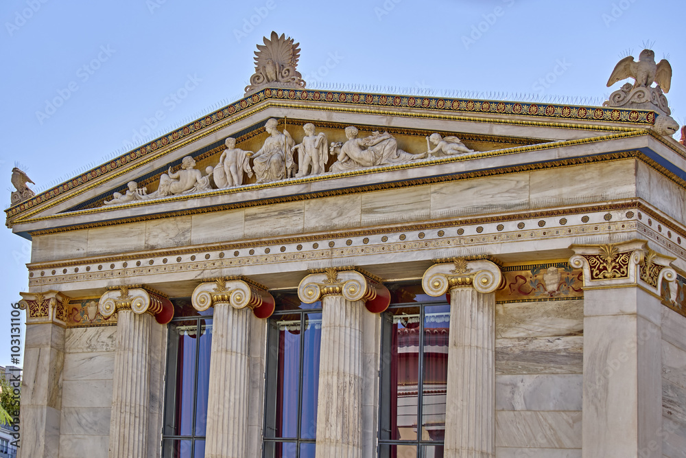 Athens Greece, ancient Greek gods and deities on national academy pediment