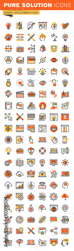 Design and development thin line flat design web icons collection. Icons for web and app design, easy to use and highly customizable.